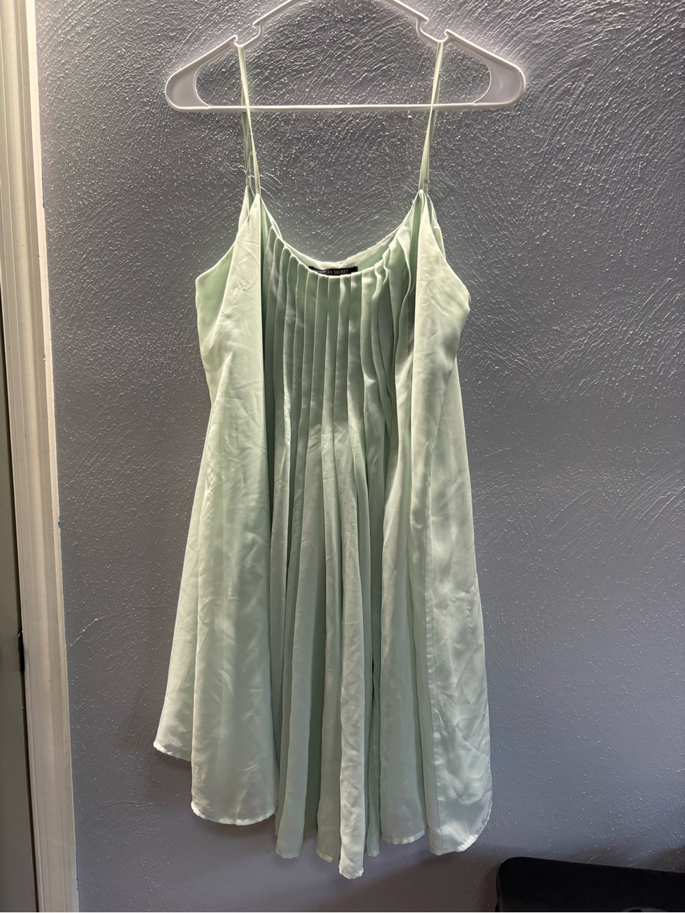 Victoria's Secret Light Mint Pleated Satin Slip Dress